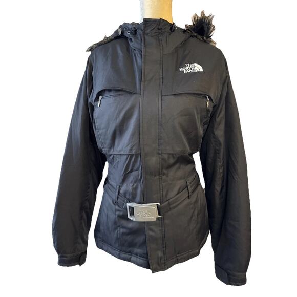The North Face Goose Down Hyvent Silver Buckle Black Coat Size M - Picture 1 of 14